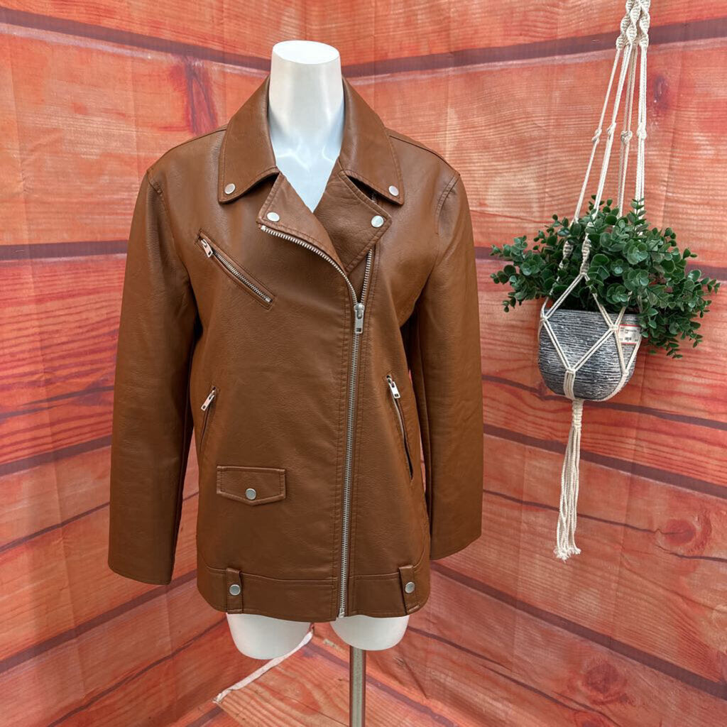7 FOR ALL MANKIND BROWN LEATHER JACKET SIZE MEDIUM