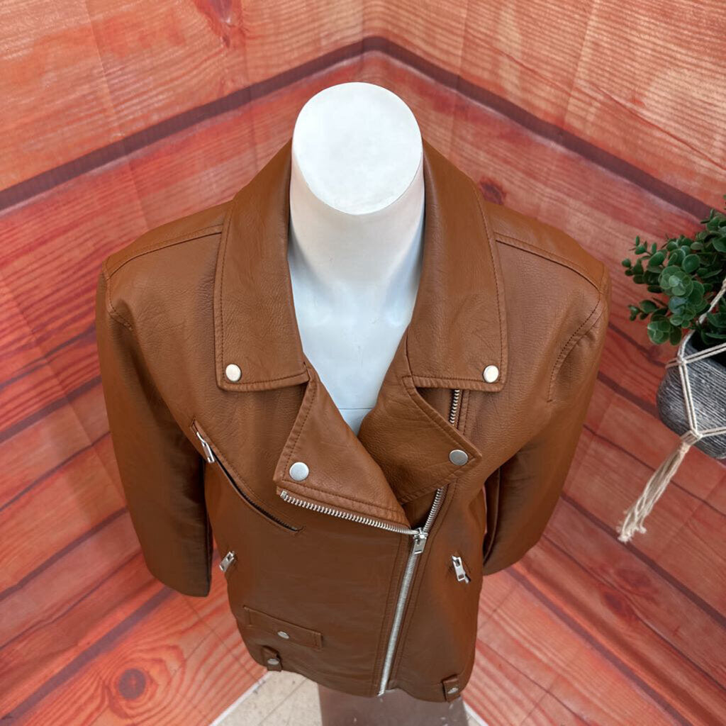 7 FOR ALL MANKIND BROWN LEATHER JACKET SIZE MEDIUM