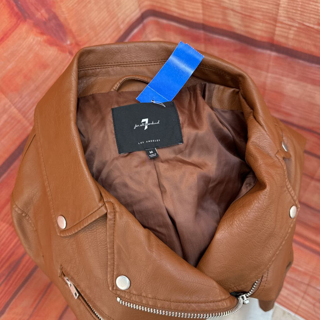 7 FOR ALL MANKIND BROWN LEATHER JACKET SIZE MEDIUM